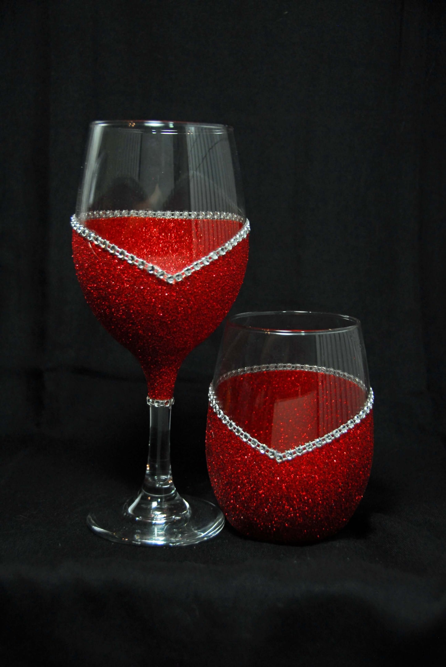 Pink Love β Bling Glitter Glass Wine Glasses (Signature Collection)