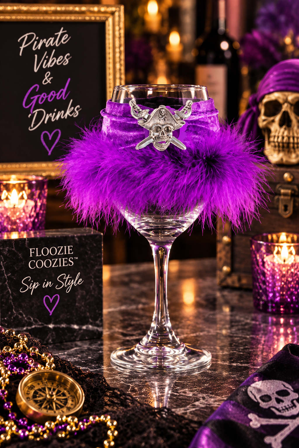 Winey Bitches Co "Purple Pirate" Jeweled Floozie Coozie ™