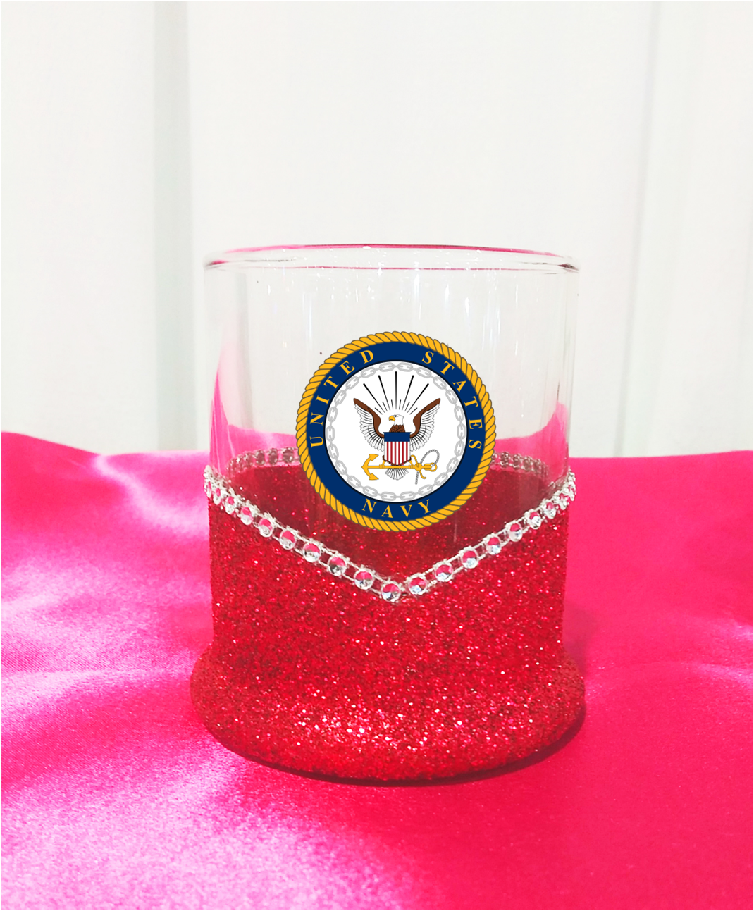 Blinged Navy Military Whiskey-Highball Glasses-Choose Color