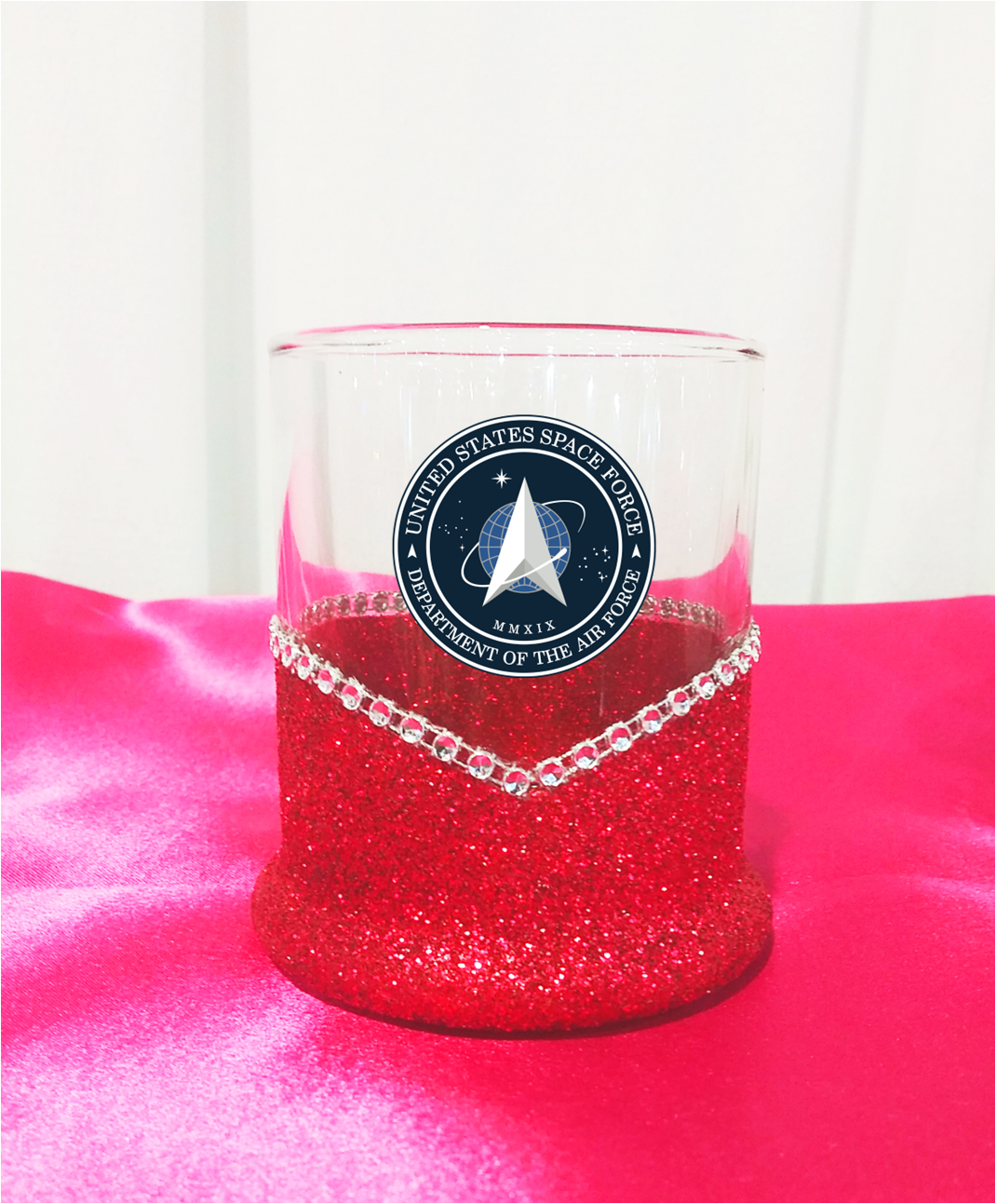 Blinged Space Force Military Whiskey-Highball Glasses-Choose Color