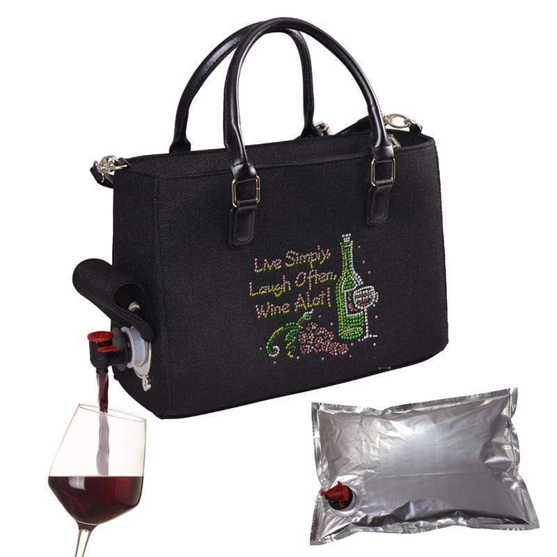 Accessories Winey Drink Purse Black with Bling "Live Simple, Laugh Alot, Wine Often" WineyBitchesCo
