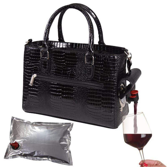 Accessories Winey Drink Purse in Black Croc WineyBitchesCo