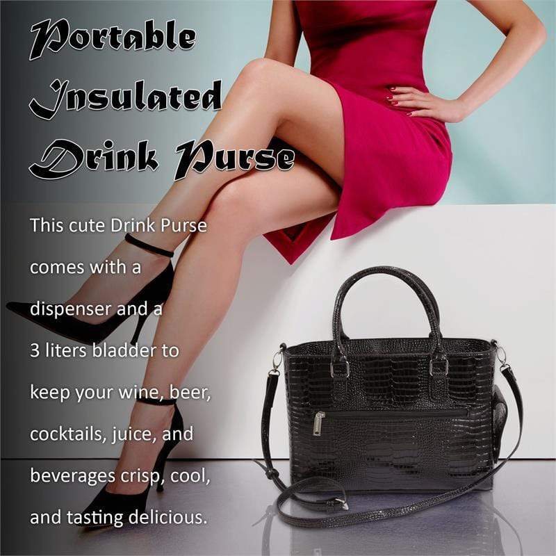 Accessories Winey Drink Purse in Black Croc WineyBitchesCo