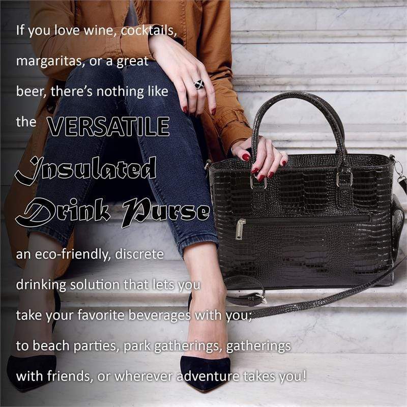 Accessories Winey Drink Purse in Black Croc WineyBitchesCo