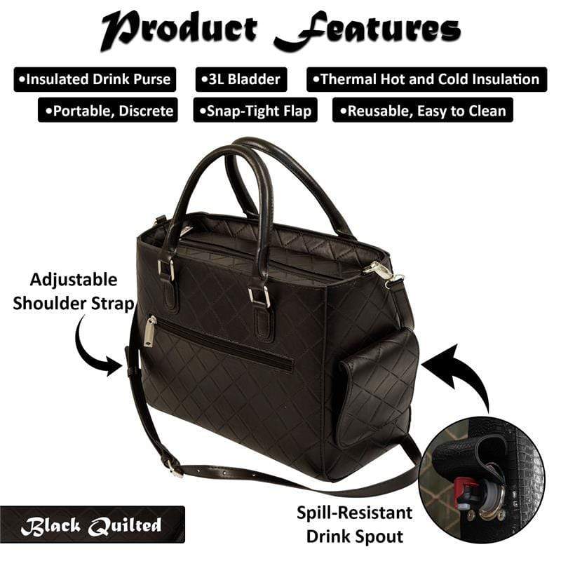 Accessories Winey Drink Purse in Black Quilted WineyBitchesCo