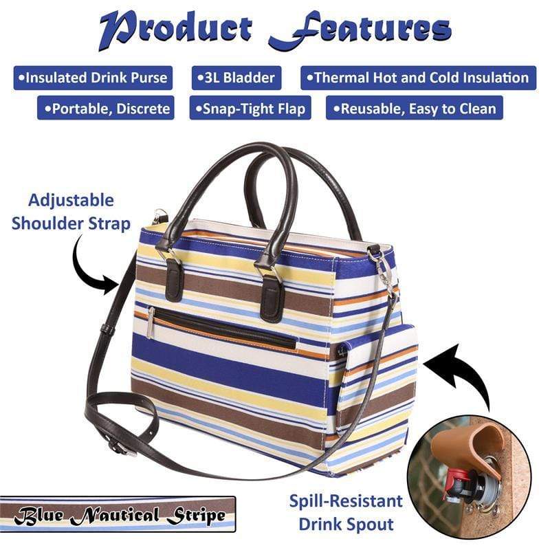 Accessories Winey Drink Purse in Blue Nautical Stripe WineyBitchesCo