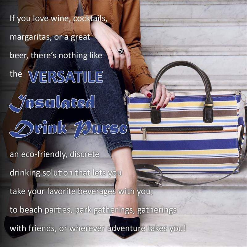 Accessories Winey Drink Purse in Blue Nautical Stripe WineyBitchesCo
