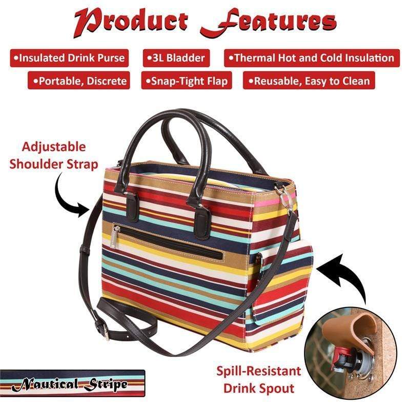 Accessories Winey Drink Purse in Nautical Stripe WineyBitchesCo