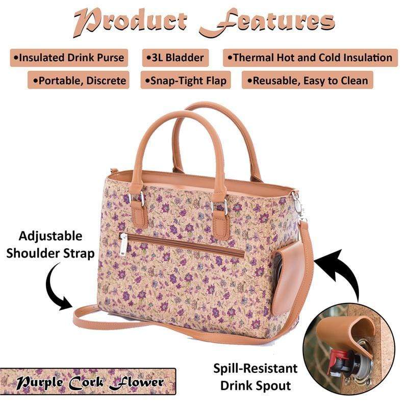 Accessories Winey Drink Purse in Purple Flower Cork WineyBitchesCo