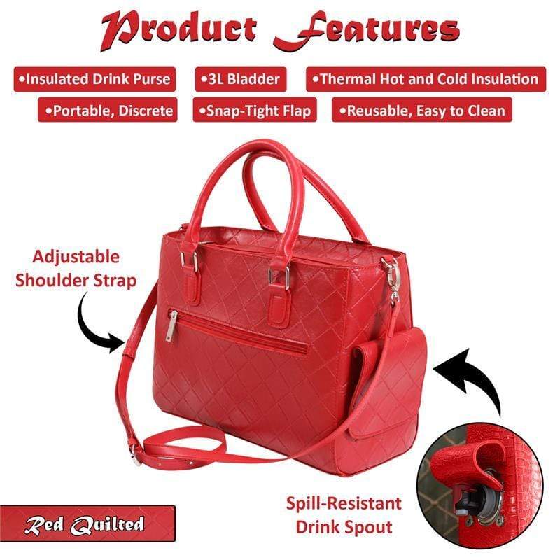 Accessories Winey Drink Purse in Red Quilted WineyBitchesCo
