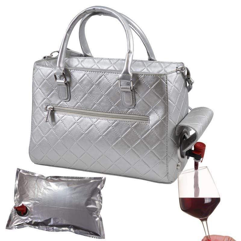 Accessories Winey Drink Purse in Silver Quilted WineyBitchesCo
