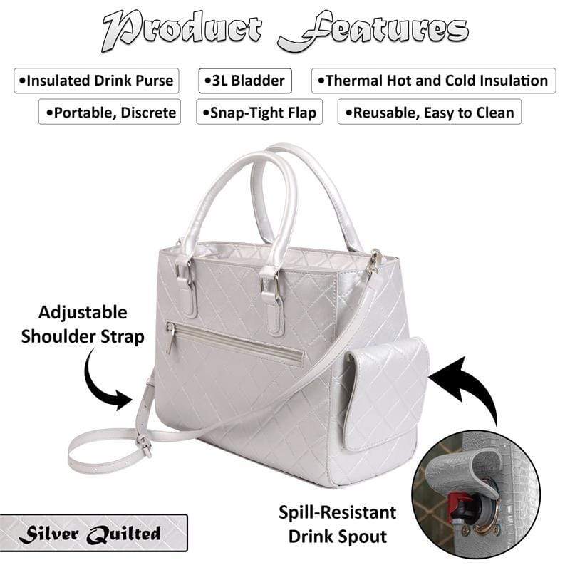 Accessories Winey Drink Purse in Silver Quilted WineyBitchesCo