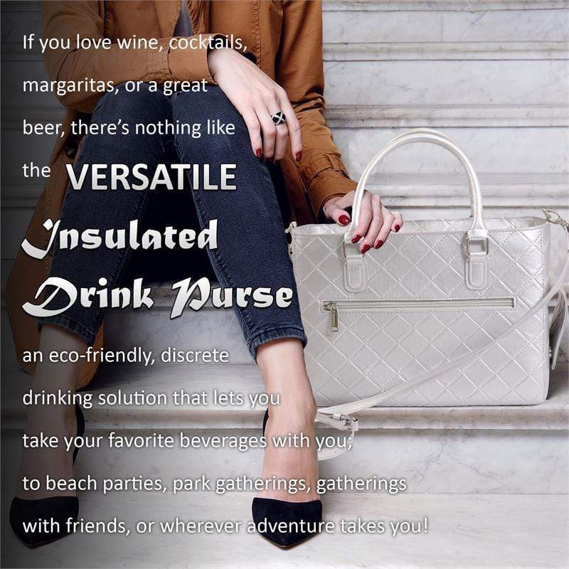 Accessories Winey Drink Purse in Silver Quilted WineyBitchesCo