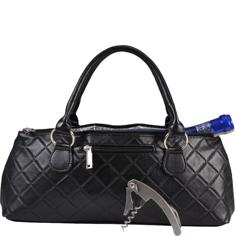 Accessories Winey Wine Clutch Purse- Black Quilted WineyBitchesCo