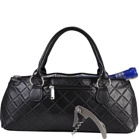 Accessories Winey Wine Clutch Purse- Black Quilted WineyBitchesCo