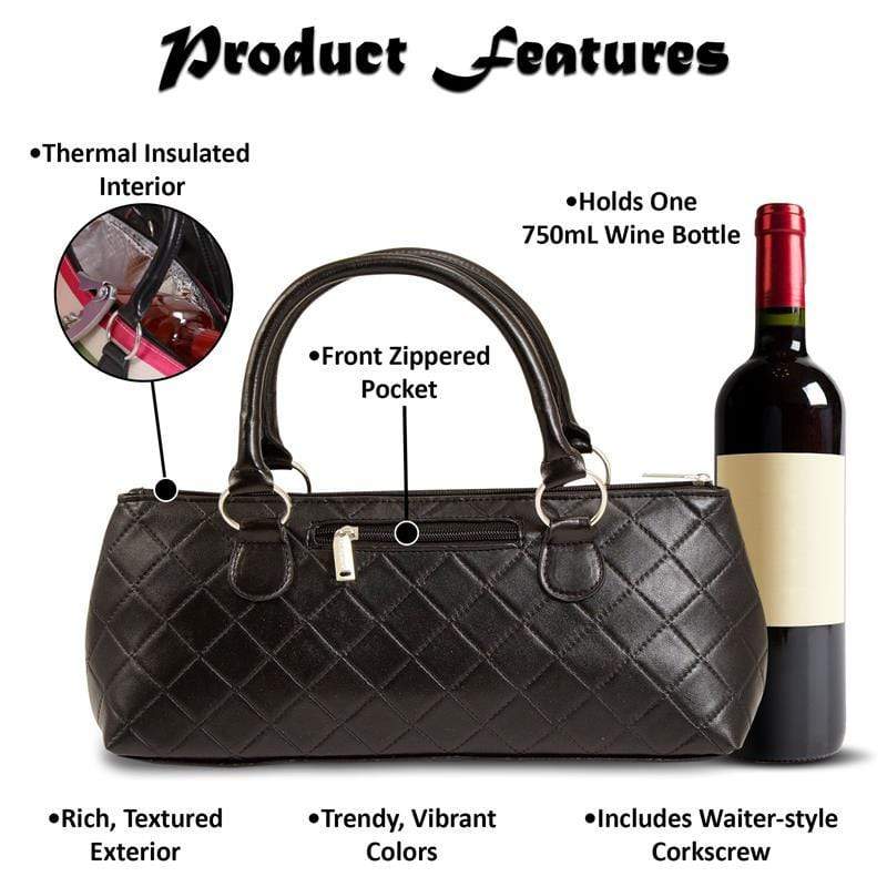 Accessories Winey Wine Clutch Purse- Black Quilted WineyBitchesCo