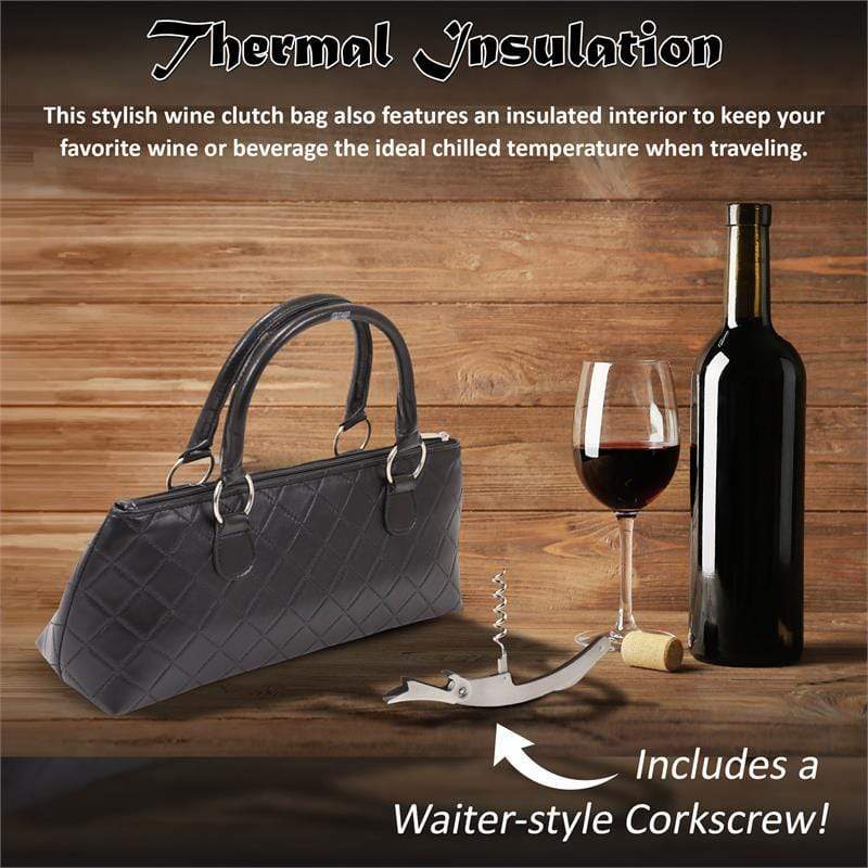 Accessories Winey Wine Clutch Purse- Black Quilted WineyBitchesCo