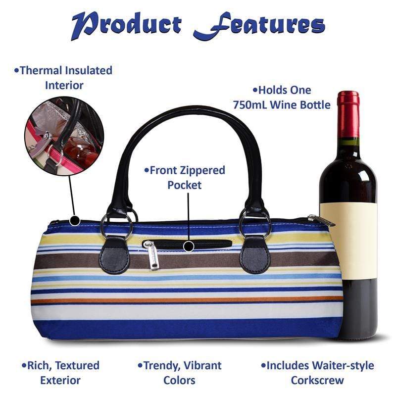 Accessories Winey Wine Clutch Purse- Blue Nautical Stripe WineyBitchesCo