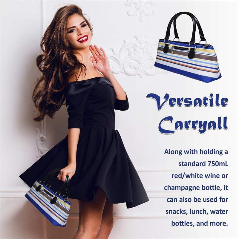 Accessories Winey Wine Clutch Purse- Blue Nautical Stripe WineyBitchesCo