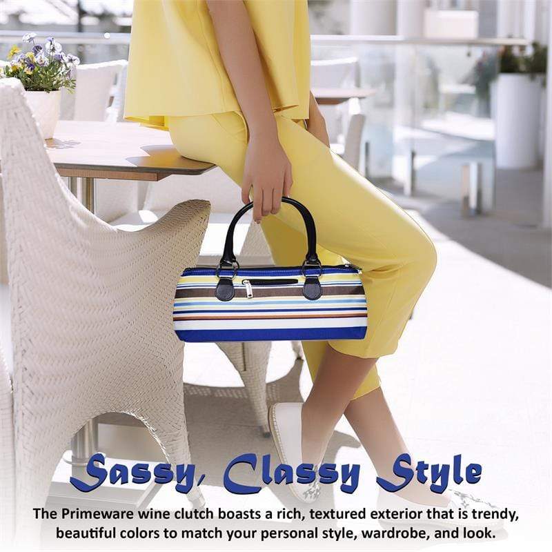 Accessories Winey Wine Clutch Purse- Blue Nautical Stripe WineyBitchesCo