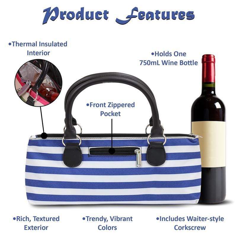Accessories Winey Wine Clutch Purse- Blue Stripe WineyBitchesCo