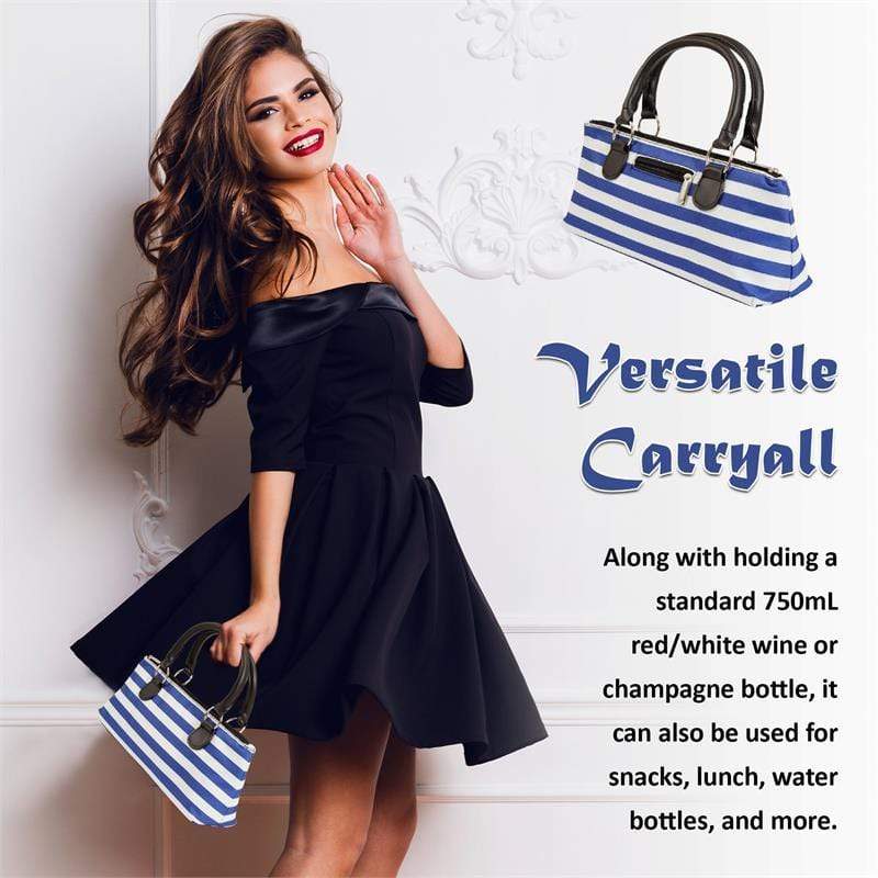 Accessories Winey Wine Clutch Purse- Blue Stripe WineyBitchesCo