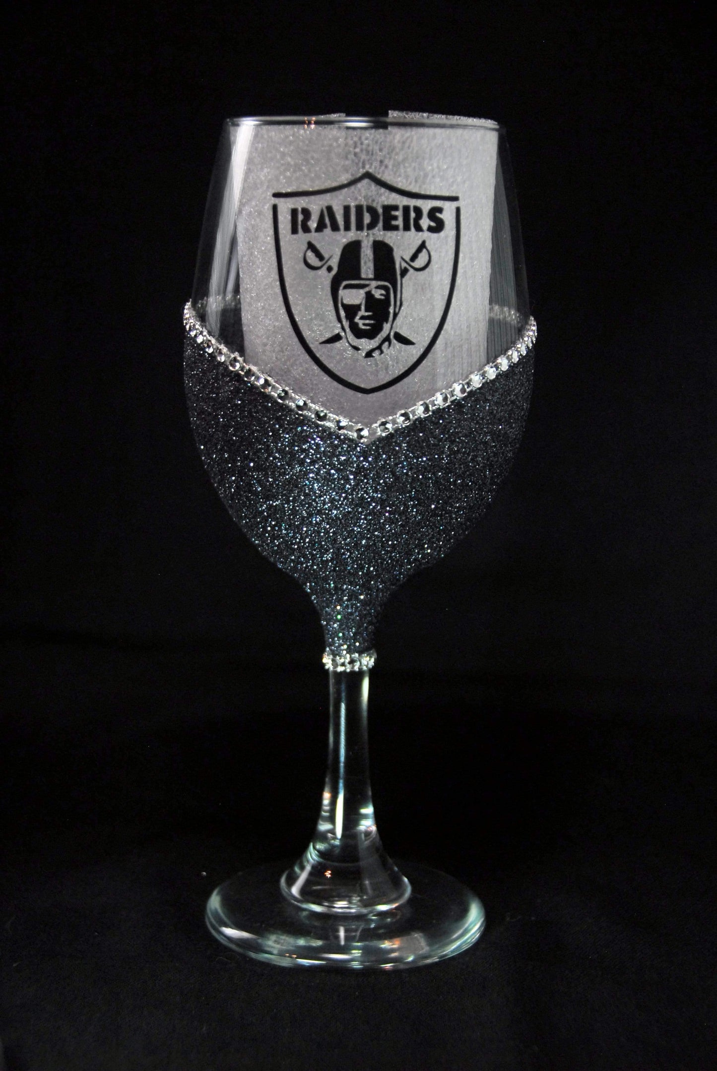 Las Vegas Raiders Bling Stem or Stemless Wine Glasses-Choose your color. - Winey Bitches - Wine- Women- K9's