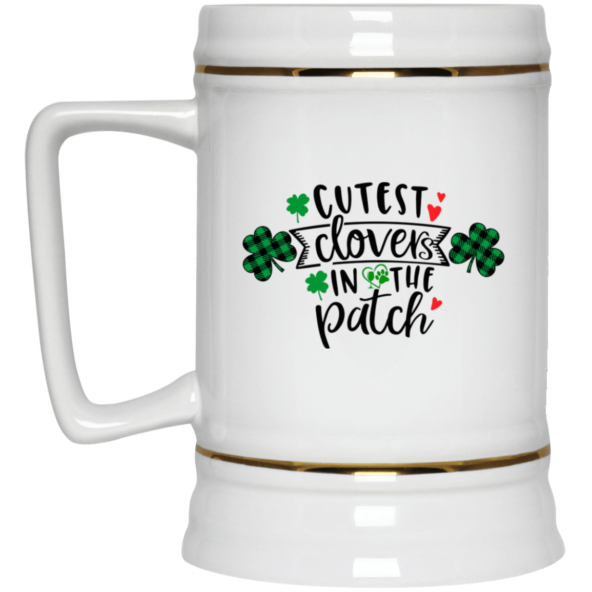 Drinkware White / One Size Winey Bitches Co "Cutest Clovers in the Patch" Beer Stein 22oz. WineyBitchesCo