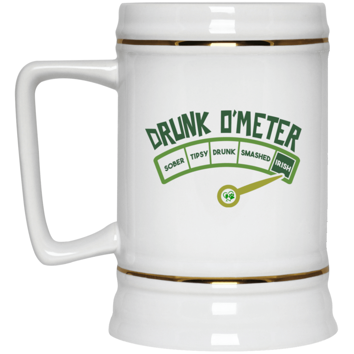 Drinkware White / One Size Winey Bitches Co Irish "Drunk O'Meter" Beer Stein 22oz. WineyBitchesCo