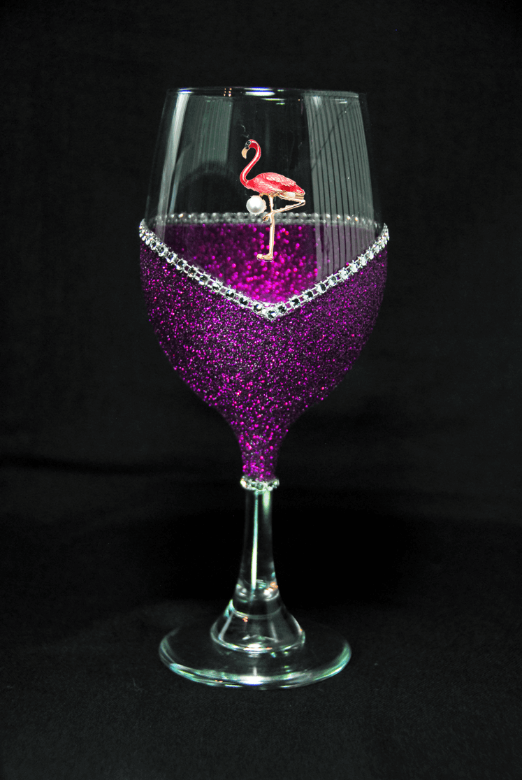Drinkware Winey Bitches Co A Flamingo Named "Pearl" Tipsy Sip "Magnetic Bling for your Wine Glass" WineyBitchesCo