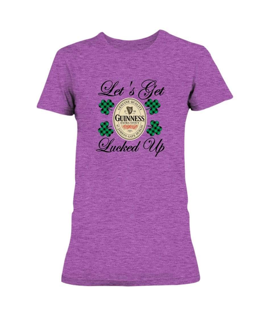 Shirts Hthr Rdnt Orchid / S Winey Bitches Co "Let's Get Lucked Up" Guinness Ladies Missy T-Shirt WineyBitchesCo