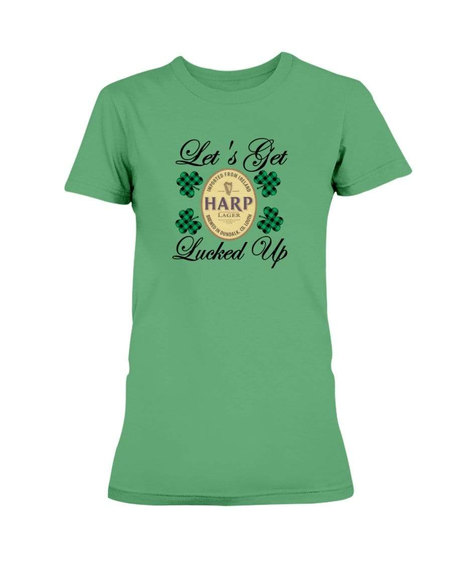 Shirts Irish Green / S Winey Bitches Co "Let's Get Lucked Up" Harp Ladies Missy T-Shirt WineyBitchesCo