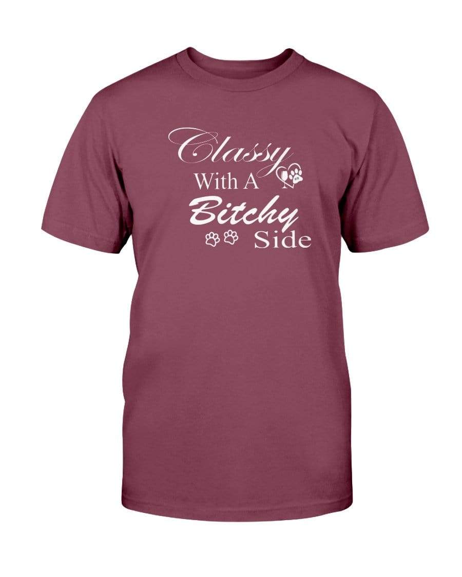 Shirts Maroon / S Winey Bitches Co "Classy with a Bitchy Side" White Letters -Ultra Cotton T-Shirt WineyBitchesCo