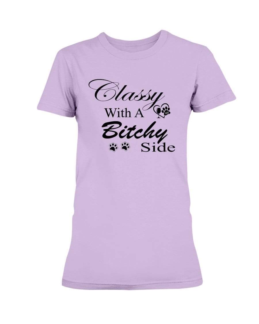 Shirts Orchid / XS Winey Bitches Co "Classy with a Bitchy Side" White Letters Ultra Ladies T-Shirt WineyBitchesCo