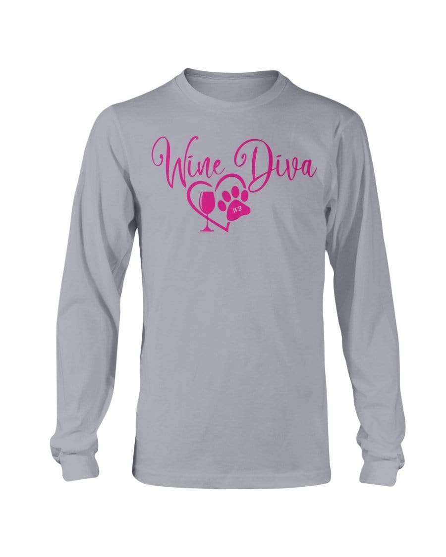 Shirts Sports Grey / S Winey Bitches Co "Wine Diva 2" Long Sleeve T-Shirt WineyBitchesCo