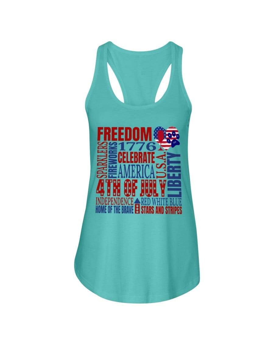 Shirts Tahiti Blue / XS Winey Bitches Co "Celebrate America" Ladies Racerback Tank WineyBitchesCo