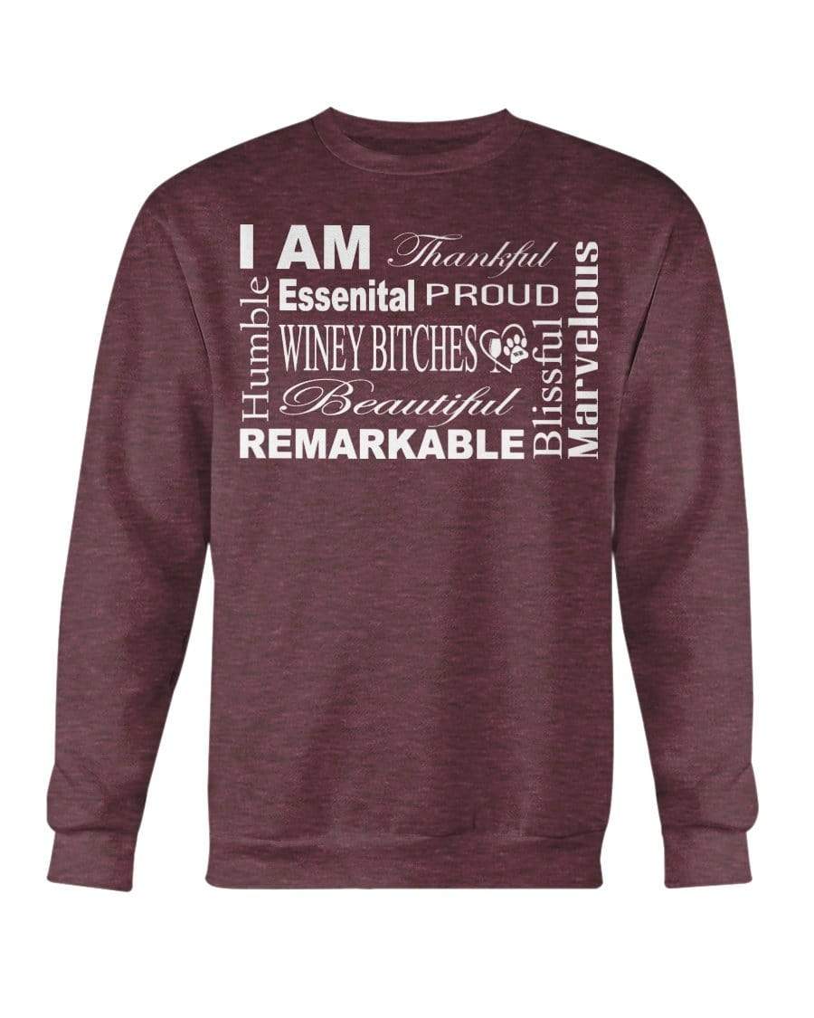 Sweatshirts Ht Sp Drk Maroon / S Winey Bitches Co "I Am Essential" White Letters-Sweatshirt - Crew WineyBitchesCo