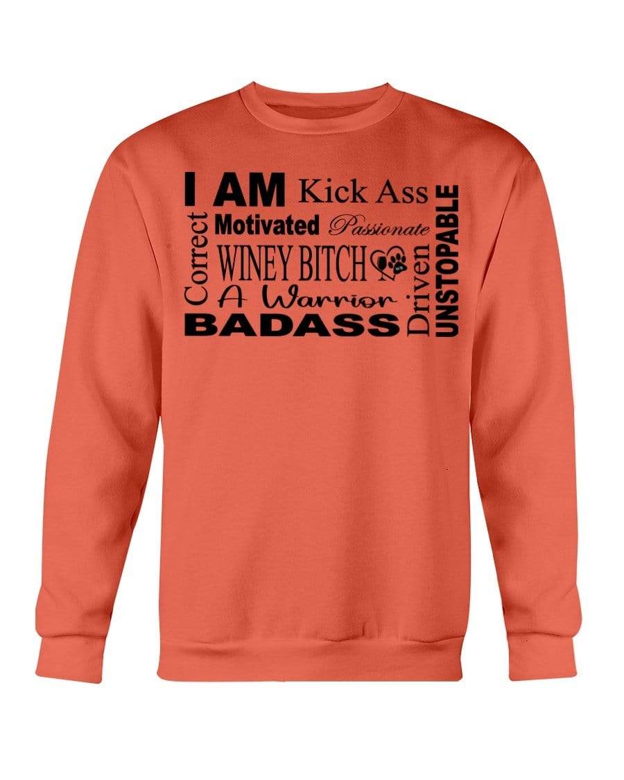 Sweatshirts Orange / S Winey Bitches Co "I Am Motivated" Black Lettering- Sweatshirt - Crew WineyBitchesCo