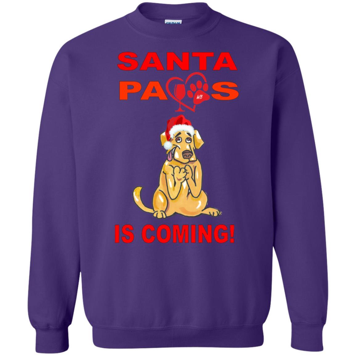Sweatshirts Purple / S WineyBitches.co "Santa Paws Is Coming" Crewneck Pullover Sweatshirt 8 oz. WineyBitchesCo
