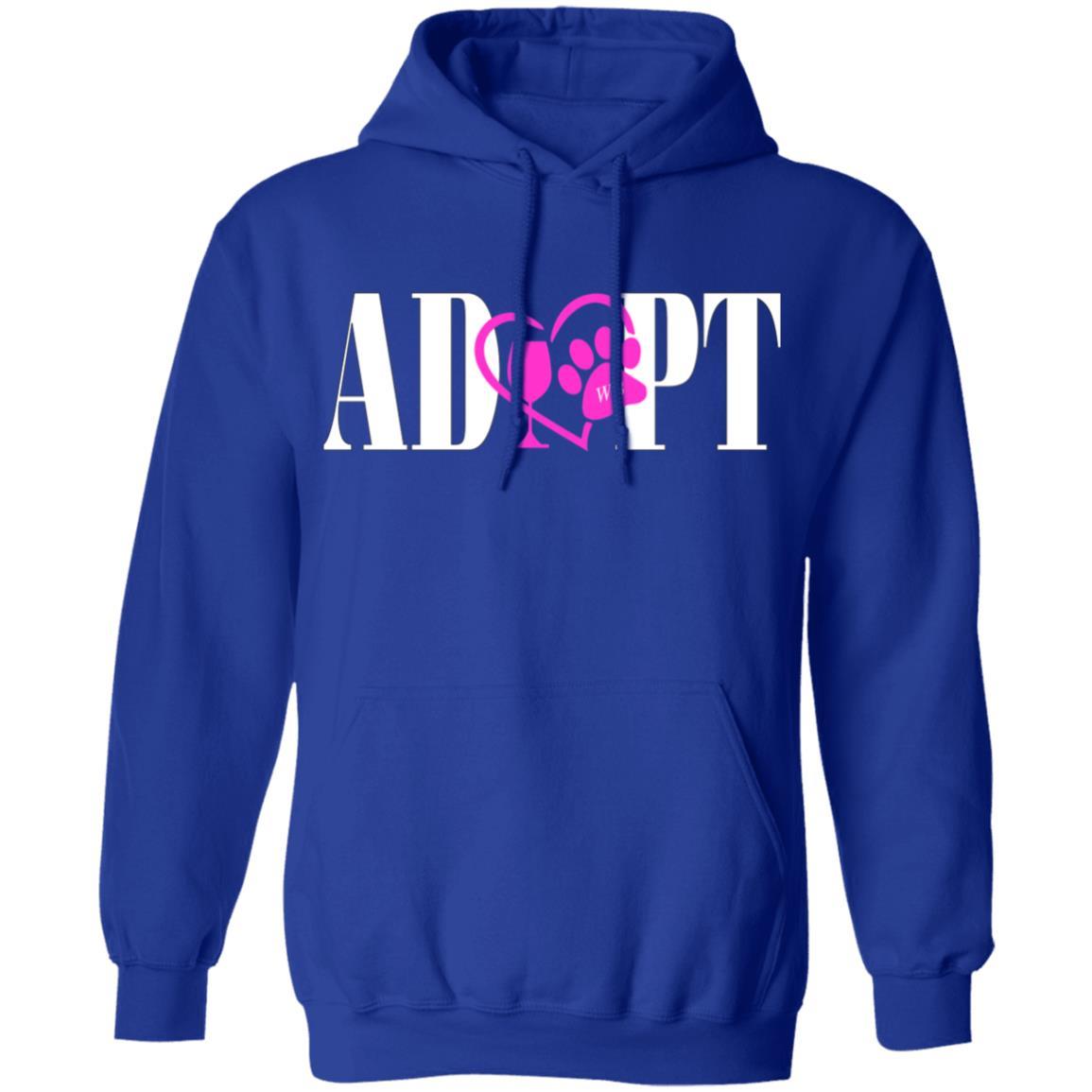 Sweatshirts Royal / S WineyBitches.Co “Adopt” Pullover Hoodie 8 oz.- Pink Heart-White Lettering WineyBitchesCo