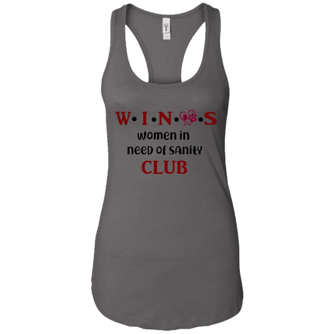 Tank Top Dark Grey / X-Small WineyBitches.Co WINOS Club Ladies Ideal Racerback Tank Top (Burg Lettering) WineyBitchesCo