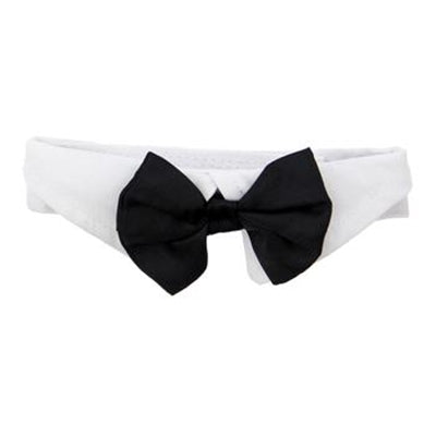Winey Bitches Co Black Satin Bowtie w/ White Cotton Collar
