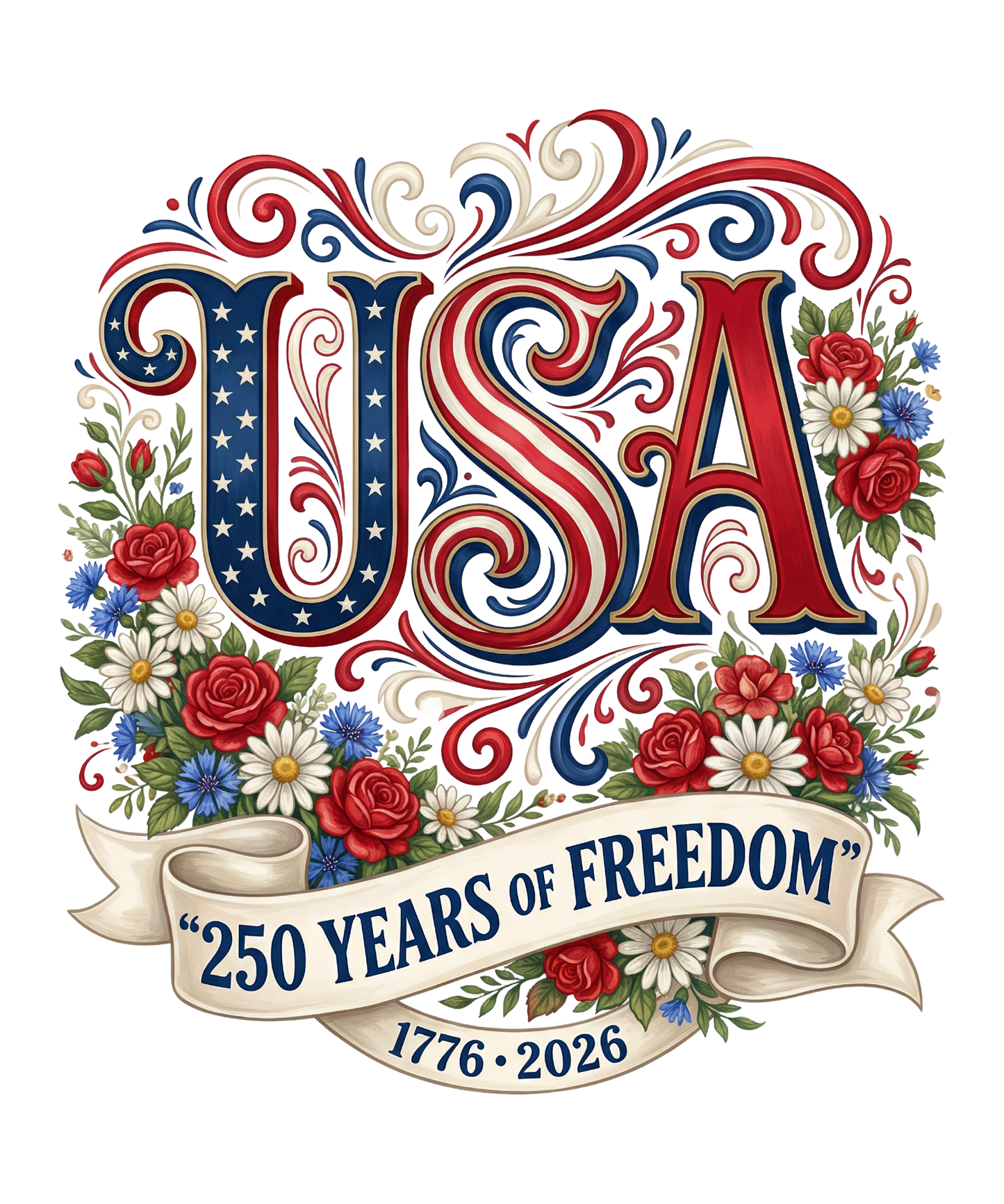Winey Bitches Co USA Roses 250 Years Of Freedom Glitter Glasses