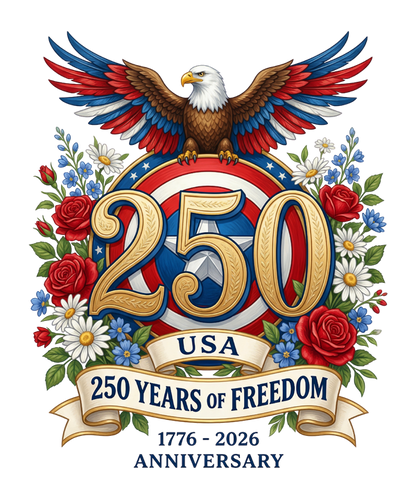 Winey Bitches Co RWB Eagle with Roses 250 Years Of Freedom Glitter Glasses