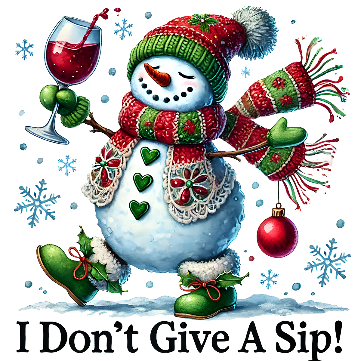 Winey Bitches Co "I Don't Give A Sip" Snowman Holiday Drinkware-Choose your color