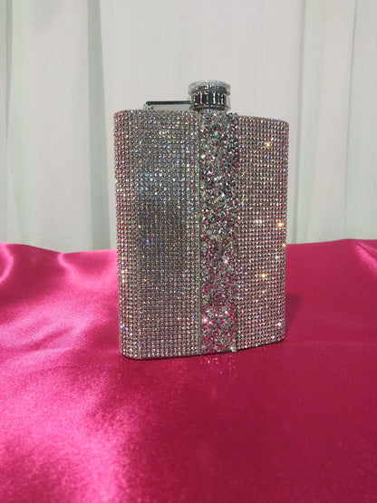 Blinged Stainless Steel Hip Flask 8 oz. - Choose Color