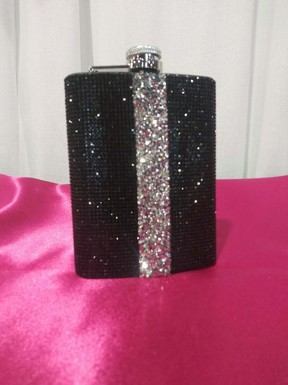 Blinged Stainless Steel Hip Flask 8 oz. - Choose Color