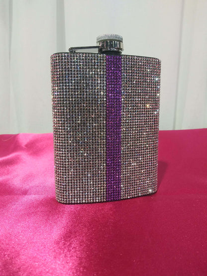 Blinged Stainless Steel Hip Flask 8 oz. - Choose Color
