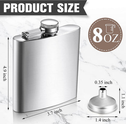 Stainless Steel Hip Flask Silver 8 oz. Leak Proof Drinking Liquor Flask
