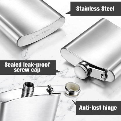 Stainless Steel Hip Flask Silver 8 oz. Leak Proof Drinking Liquor Flask